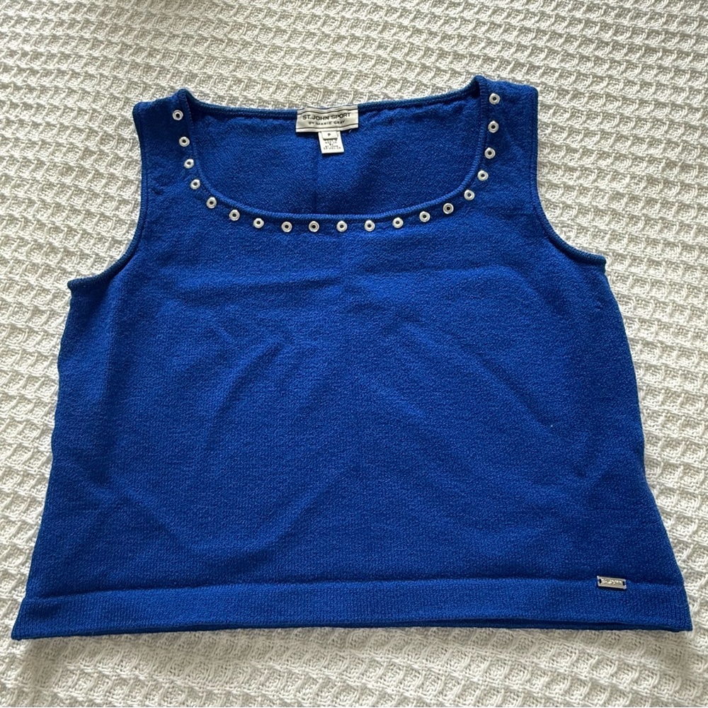 Chic Blue Tank Top with Eyelet Detailing